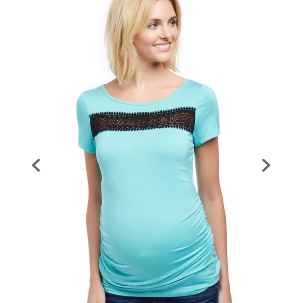 Lace Detail Side Ruched Maternity Tee NWT